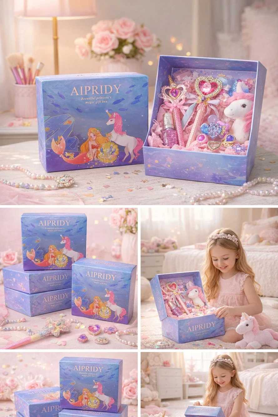 AIPRIDY Princess Magic Gift Box Set – Unicorn Jewelry & Dress-Up Kit